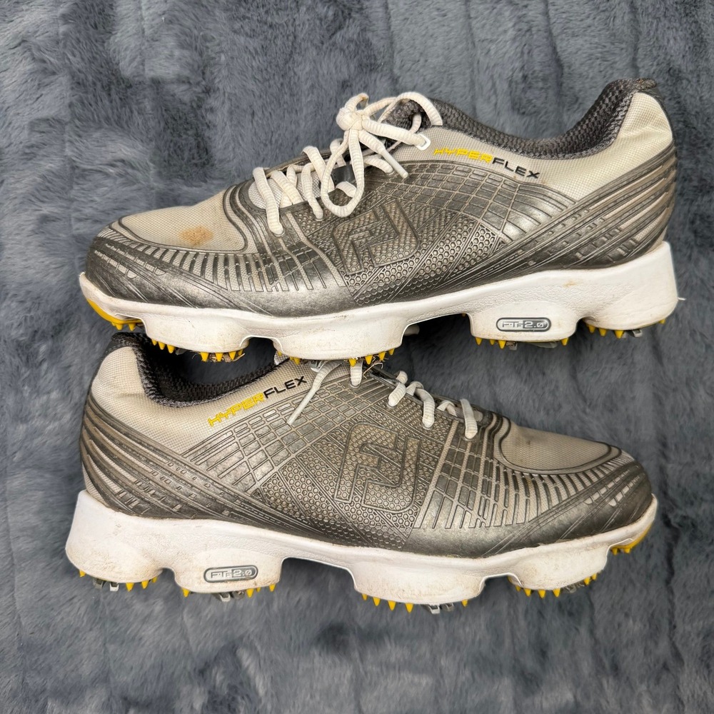 FootJoy HyperFlex Mens Golf Shoes Silver White Yellow 51036 Size 8.5 Wide